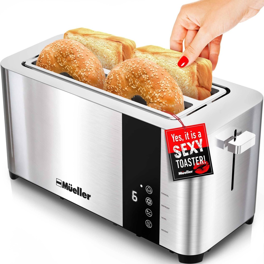 Mueller UltraToast 4 Slice Toaster Stainless Steel LED Display Extra Wide Slots